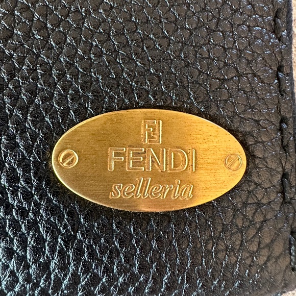 FENDI SELLERIA BLACK PEBBLED LEATHER ZIP AROUND LONG WALLET, NWOT - Picture 8 of 9
